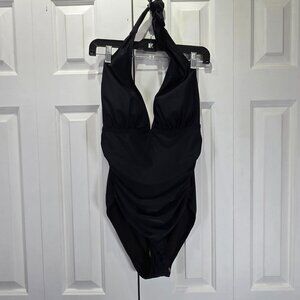 Elegant Black Halter One-Piece Swimsuit